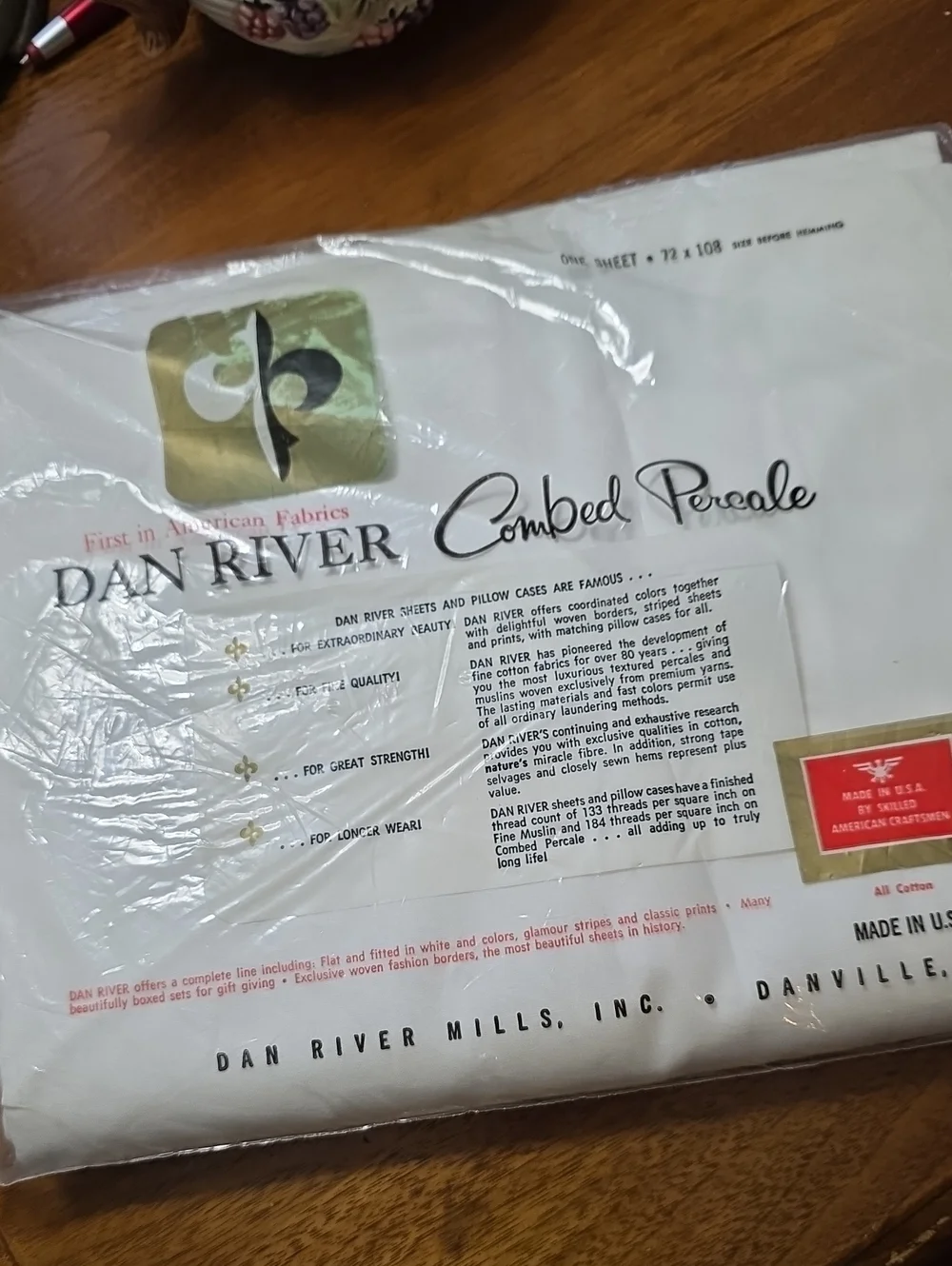 Vintage & In Original Packagin Dan River Combed Percale All Cotton Sheet- White
